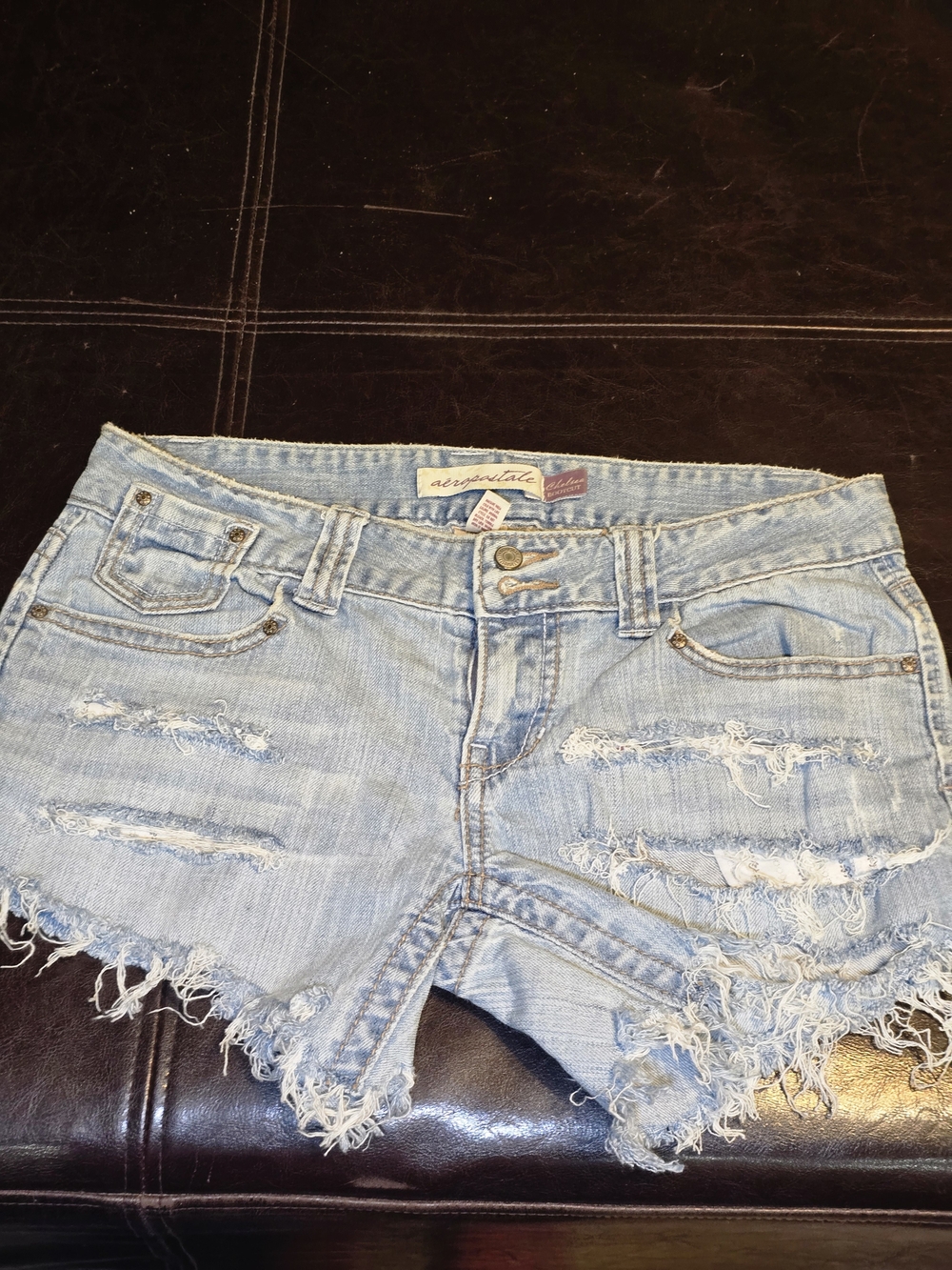 Aeropostale Light Blue Distressed Denim Shorts for Women